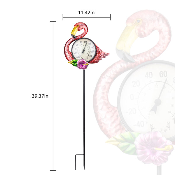 Flamingo Outdoor Wall Thermometer