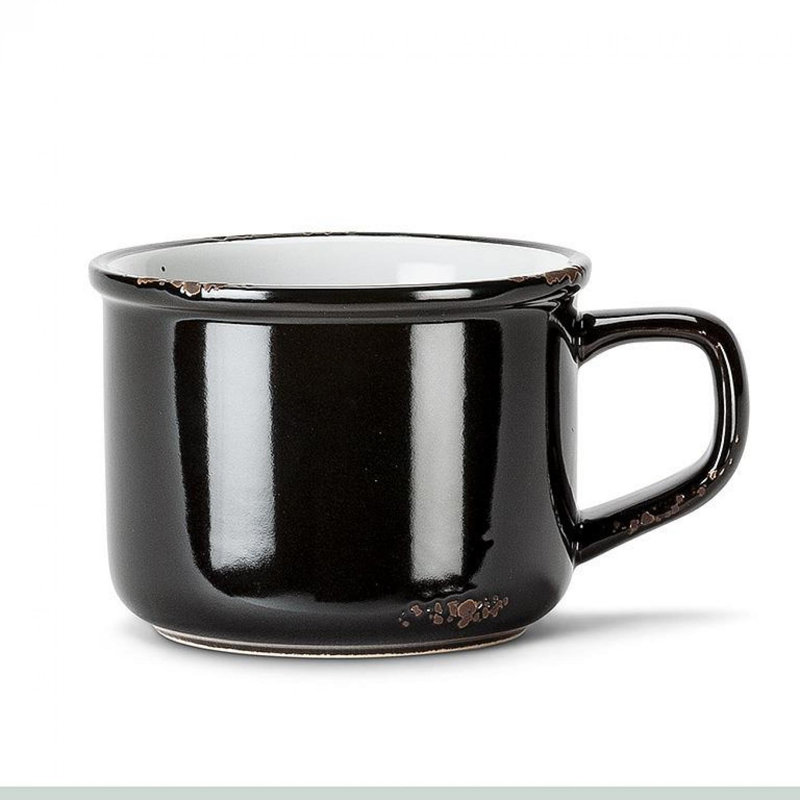 Tasse cappuccino émaillée, Noir, noir, noir, noir