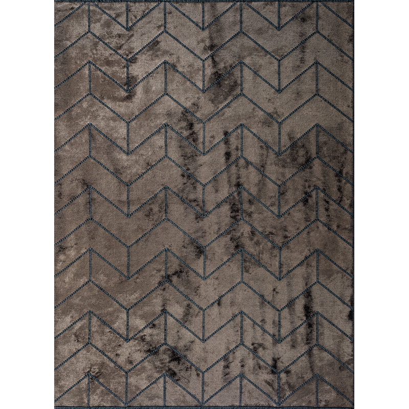 Rapture Brown/Taupe Chevron Luxury Area Rug, Rectangle 7'10" x 9'10"