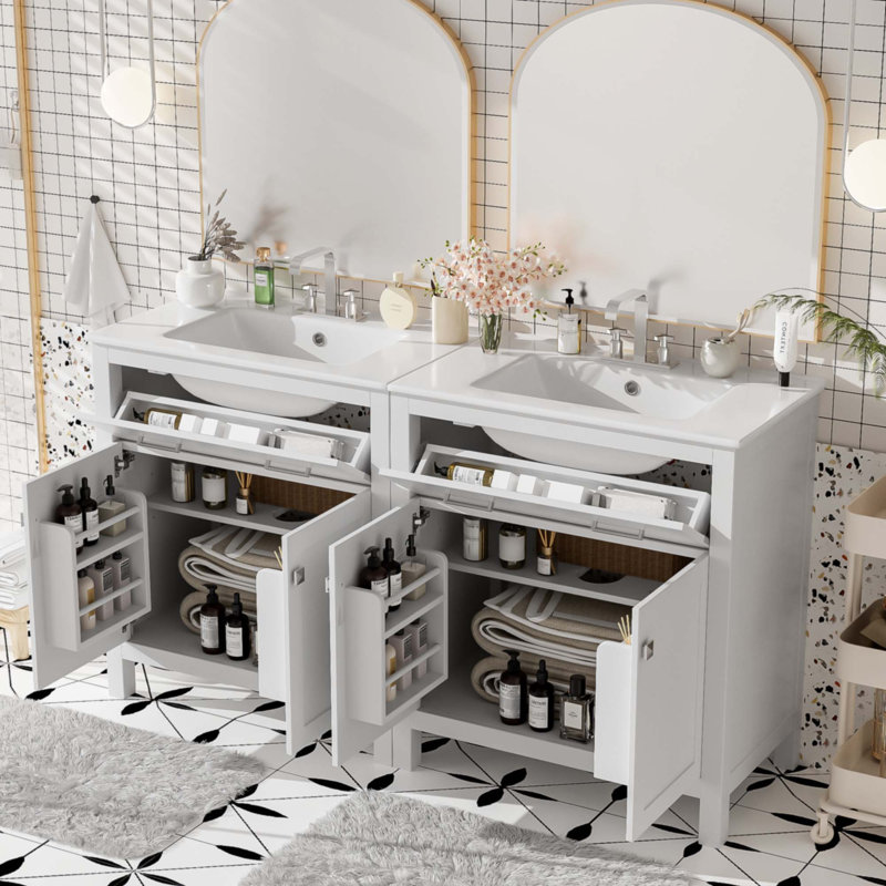 Ensemble de meuble-lavabo blanc 60 po, Blanc