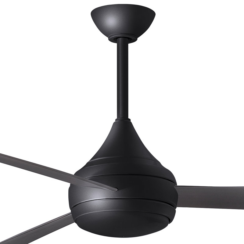 Donaire LED Outdoor Downrod Ceiling Fan, Matte Black, Brushed Bronze
