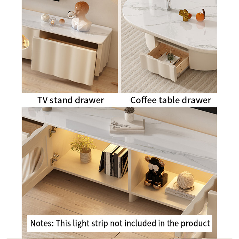 Meuble télé et table basse de style crème