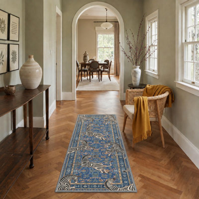 Tapis bleu à motif zébré Allandale