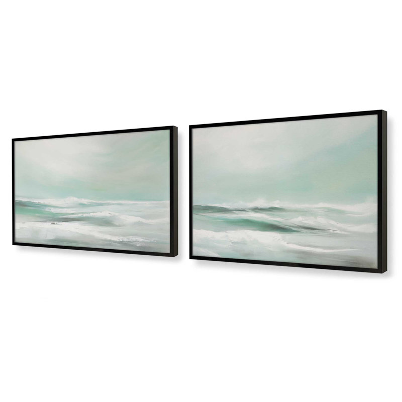 Serene Swells, ensemble de 2 impressions,, Noir satiné, H 12 po x l 30 po