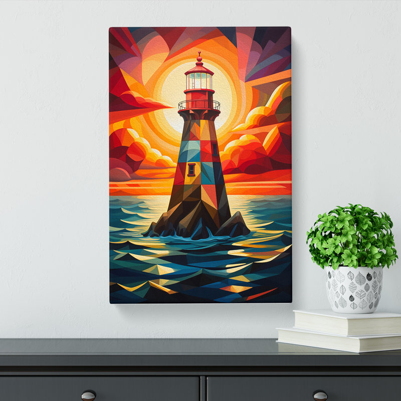 Lighthouse Geometric - No Frame Print, 76cm H x 50cm W x 3cm D