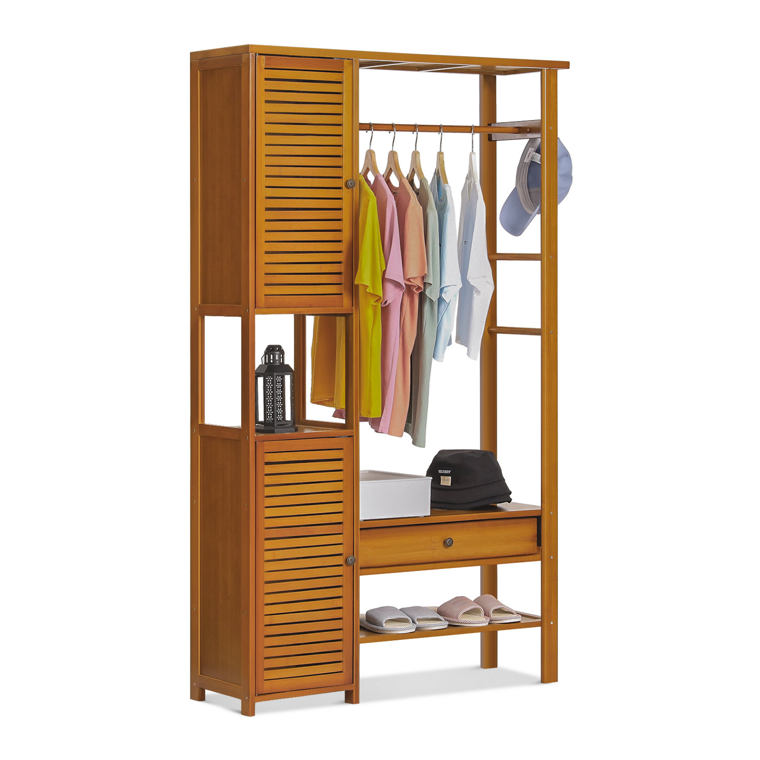 Bamboo Shelves With Drawers, Closet Organization