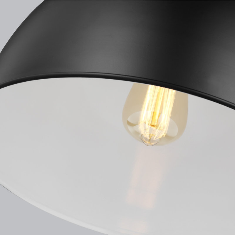 Luminaire suspendu en forme de dôme à 1 lumière Newman, Noir
