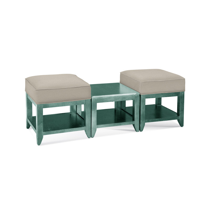 Elements Upholstered Cube Ottoman, Antique Black, Beige Performance Fabric; 0851-73