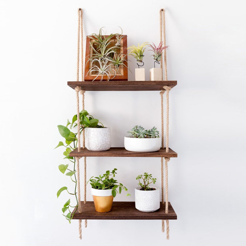 Sylvere Handmade Rustic Wall Shelf, Walnut Color, 15.7 x 43.3 x 5.5 inches | 100% Spruce Wood, Assembled | Strong Bearing Capacity of 3.1 lbs | Perfect for Home Decor, Living Room, and Entryway Organization