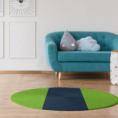 Tapis à rayures vert/bleu/gris
