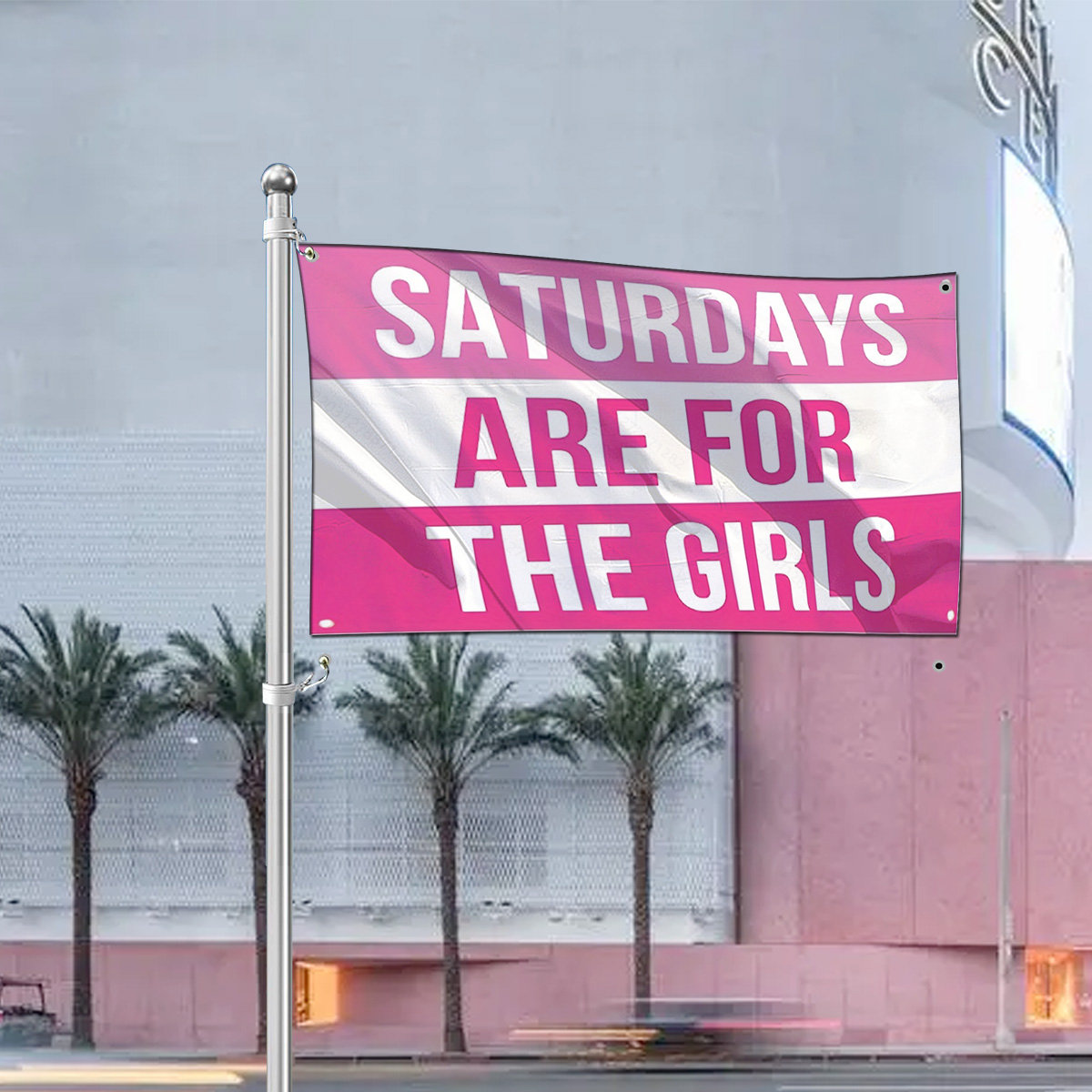 Arlmont & Co. 1pc Saturday Are For The Girls Pink Flag - Vibrant ...