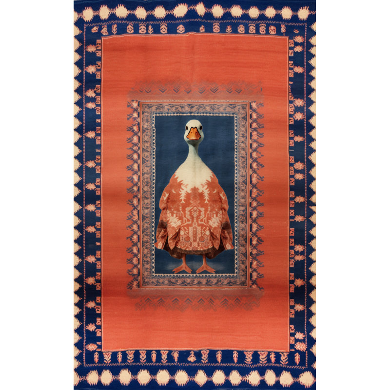 Tapis décoratif bleu canard, Rectangle 6 pi 6 po x 9 pi 10 po