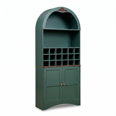 70.9" Arched Wood Wine Cabinet with Removable Rack & Adjustable Shelves