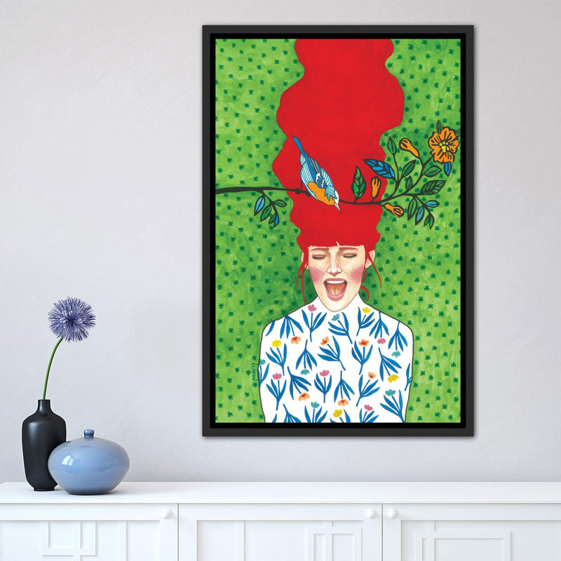 «Lost in the Moment» par Hülya zzdemir - impression d'art graphique, H 26 po x l 18 po x 1,5 po, Toile avec cadre noir patiné