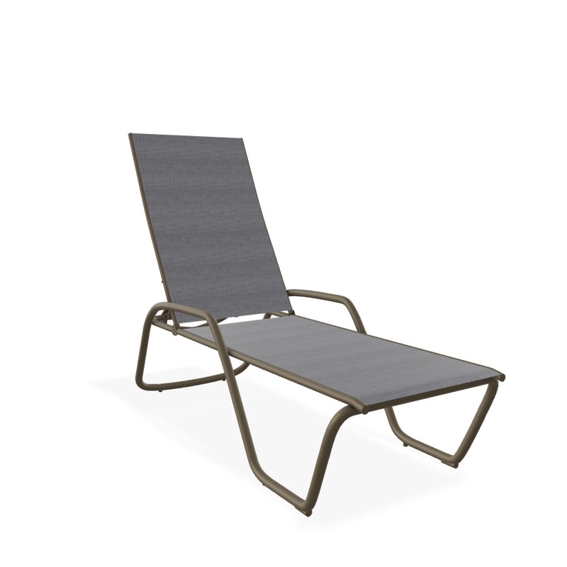 Outdoor Rust-Resistant Metal Chaise Lounge, Textured Beachwood, Augustine Pewter