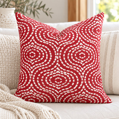 Denver Red Damask Cotton Reversible Pillow Cover