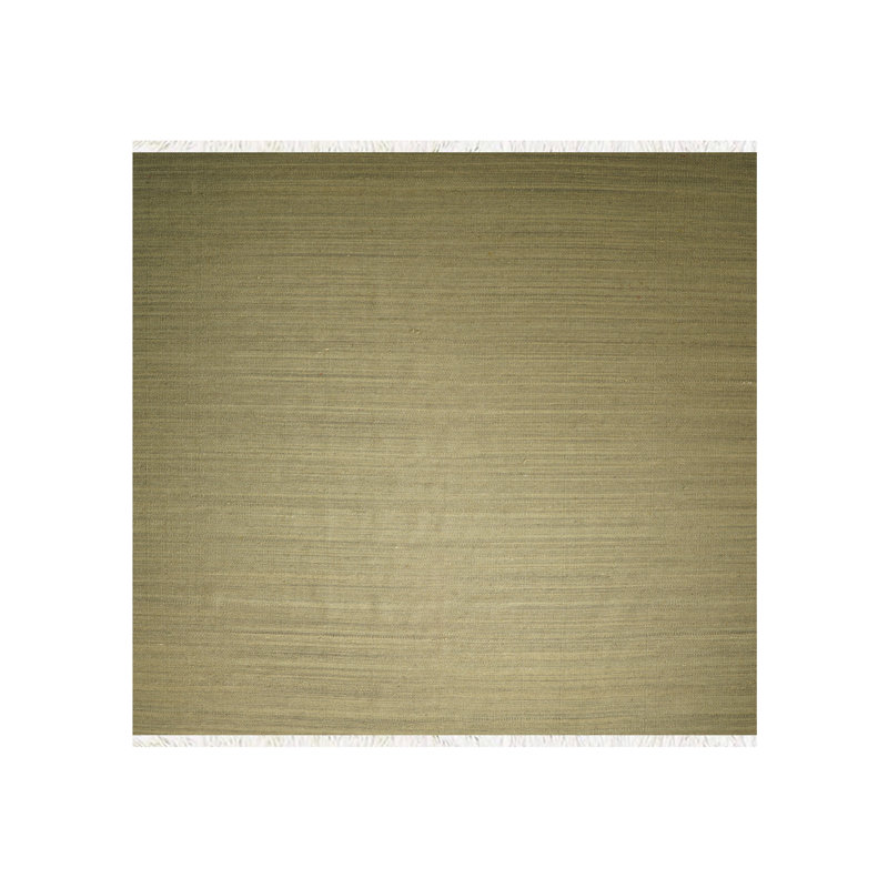 Jocalyn Hand Woven Flat Weave Kilim Wool Eco-Friendly Area Rugs - Square, Olive Color, Plain Solid Design, Low Pile Handmade Area Rugs for Living Room, Bed Room