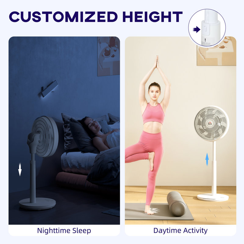 17 Stories 110cm Pedestal / Standing Fan Fan with Remote Included, White