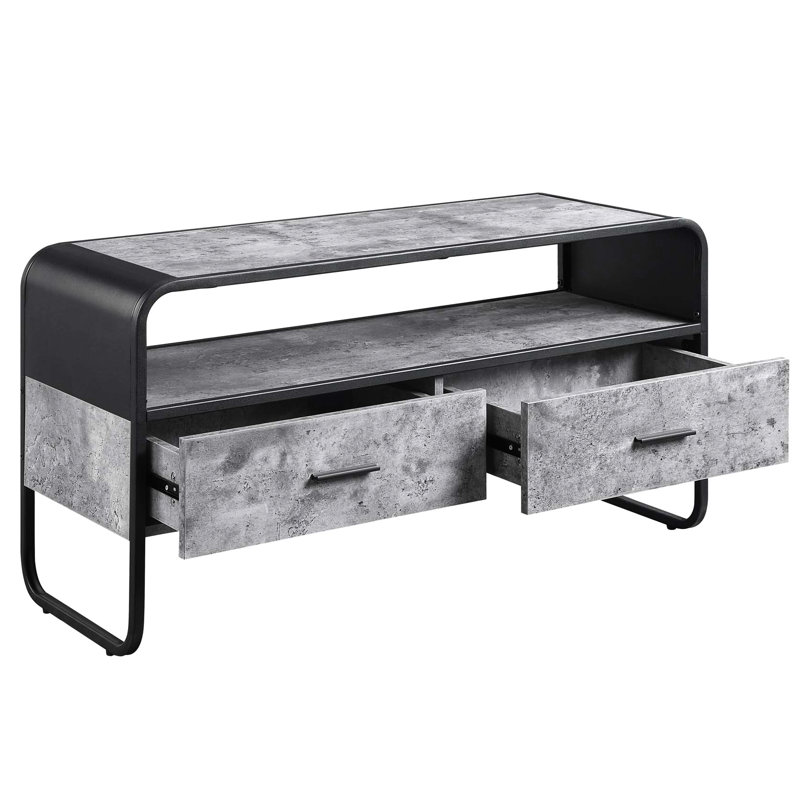 Meuble télé moderne et élégant avec finition noire et tablette avec tiroirs de rangement