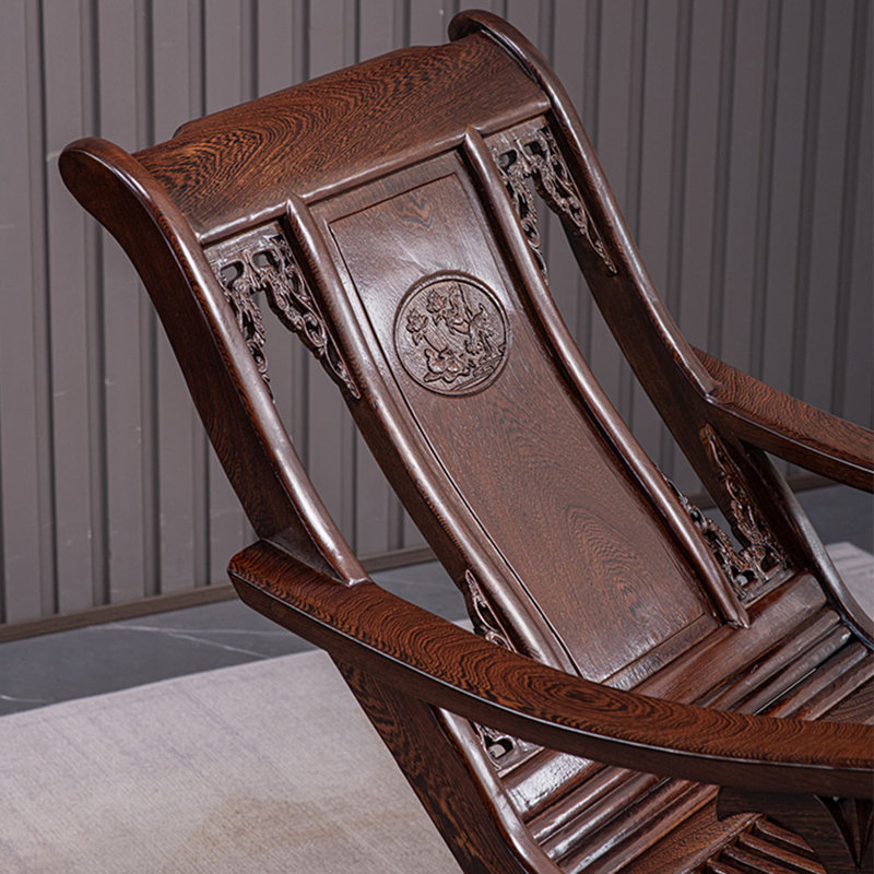 Chaise berçante en bois massif, Noyer
