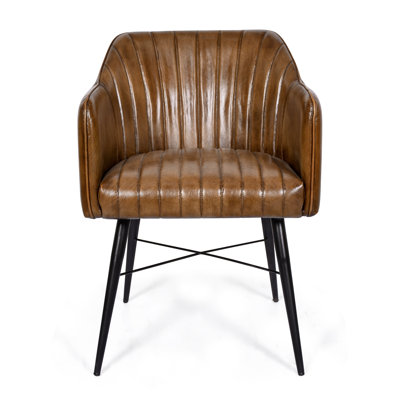 49cm H Genuine Leather Upholstered Dining Chair