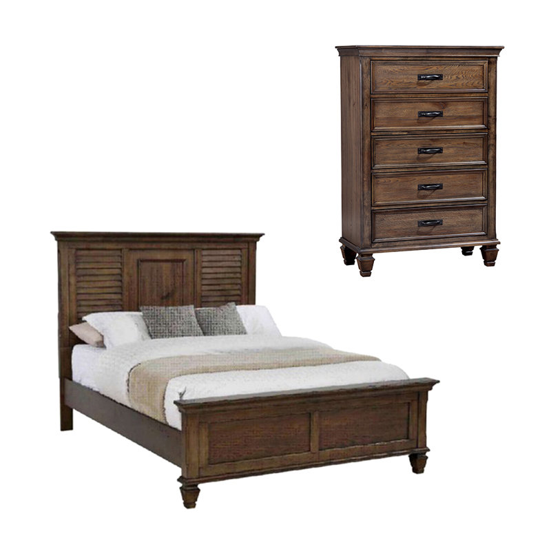 Ensemble de chambre à coucher avec commode 2 pièces Giglia, Chêne Bruni, Grand