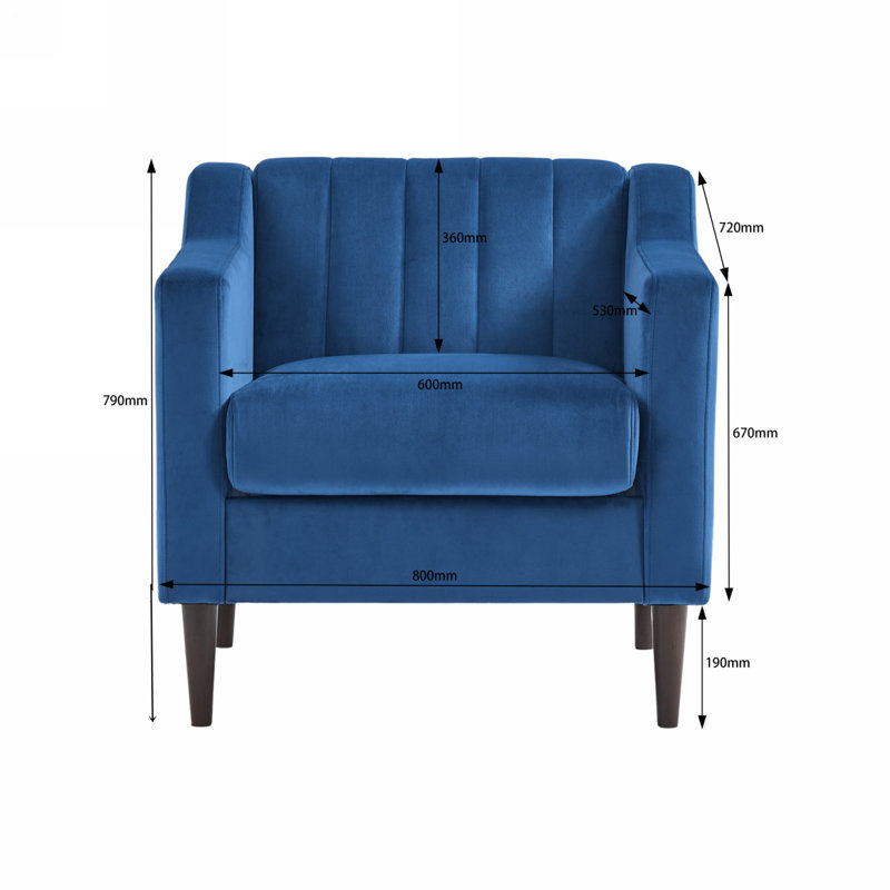 Ensemble de 2 fauteuils Modern Canapé, fauteuil Mid-Century avec coussin épais et structure en bois