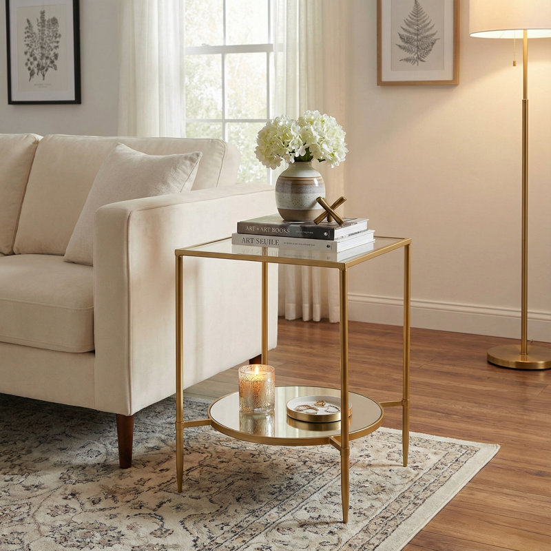Phillippa Glass Top End Table