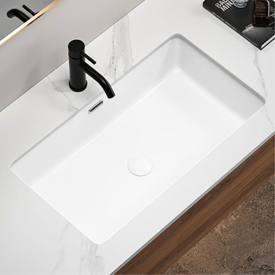 Évier de cuisine et de salle de bain encastré blanc de 28 po, cuve simple, conception américaine, construction solide en céramique, montage double, facile à nettoyer