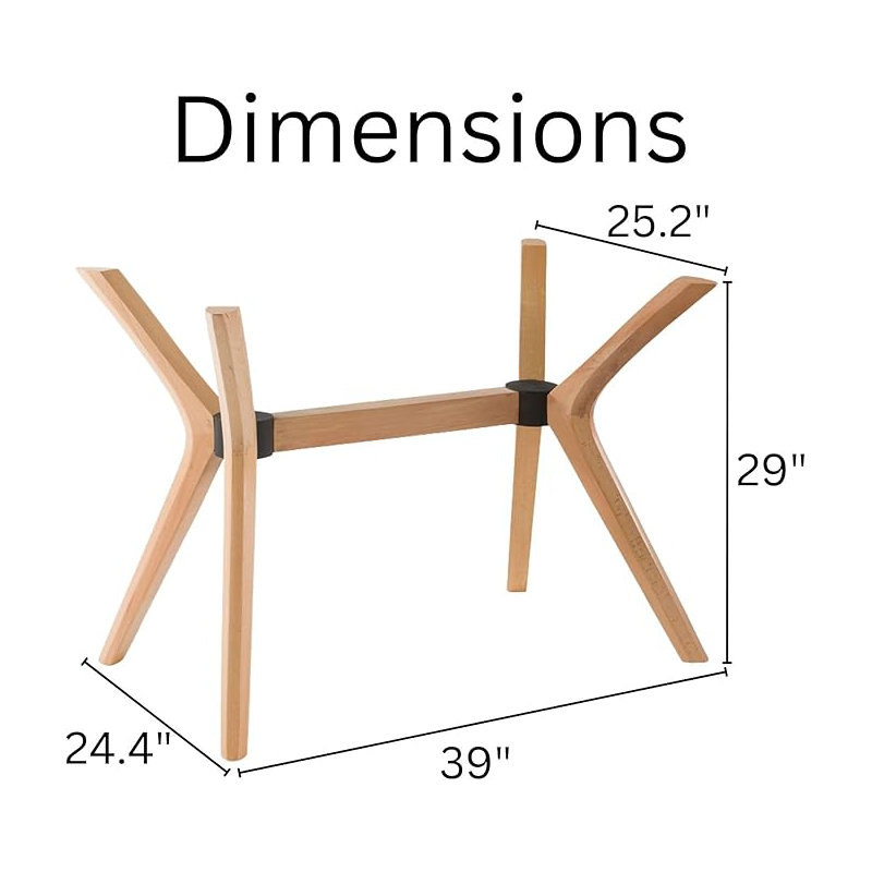 Base de table moderne en bois de hêtre massif Mid Mid Century