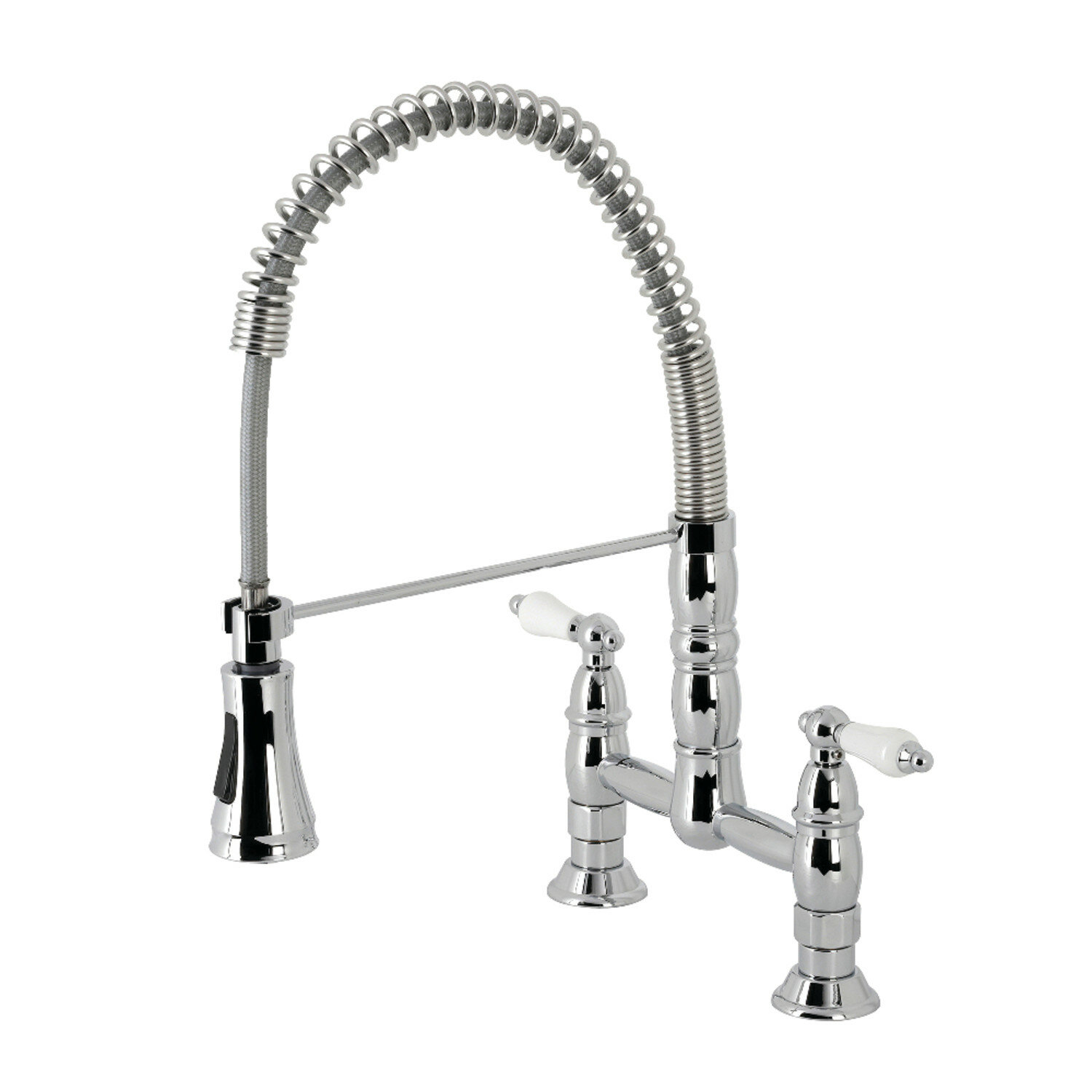 Kingston Brass Heritage Pull Down Bridge Faucet Reviews Wayfair   Heritage Pull Down Bridge Faucet 