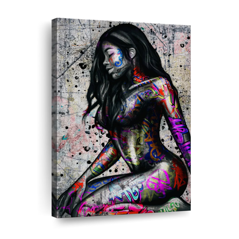 Séduction africaine sur toile, H 48 po x l 32 po x P 1,25 po