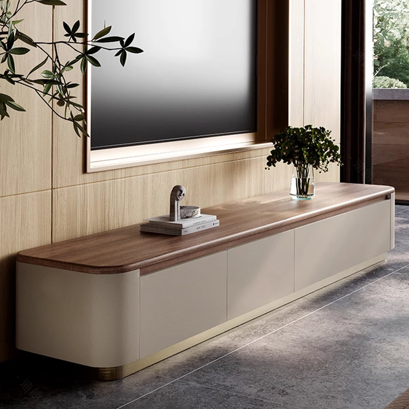 Meuble télé en bois massif de luxe clair, H 15,74 po x L 78,74 po x l 15,74 po