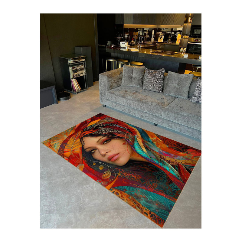 Tapis décoratif lavable à la machine, Tapis de couloir 4 pi 11 po x 9 pi 10 po