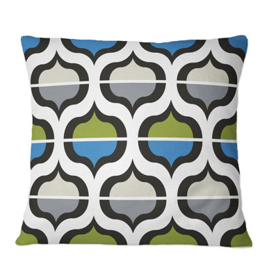 Coussin décoratif à motif géométrique rétro vert et bleu
