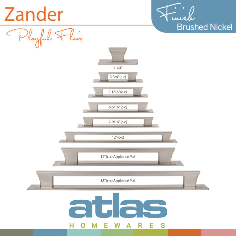 Zander Appliance Pull, Brushed Nickel, 12"