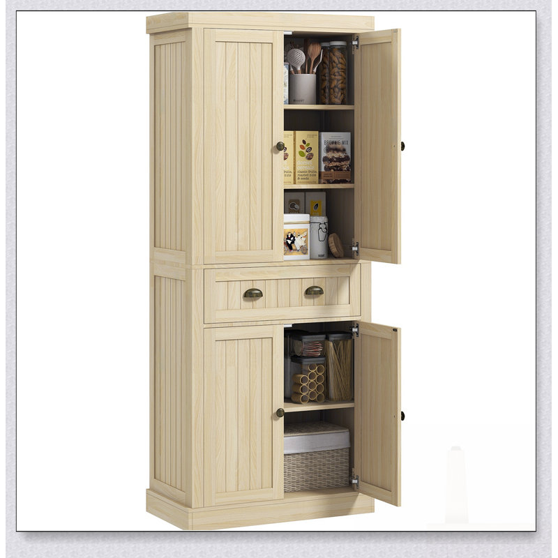 Armoire de cuisine 72 po Farmhouse avec portes à fermeture en douceur, tablettes réglables et tiroir pour un rangement polyvalent