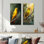 «Finch Bird on a Pine Branch I - Yellow Nature», reproduction d'art en métal 2 pièces