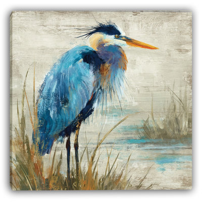 Still Water Heron Wrapped Canvas Wall Art