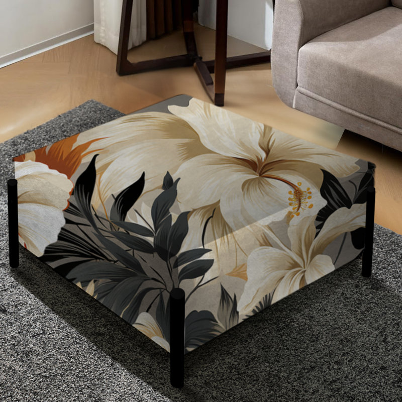Neutre Mirage Tropical motif I - grand repose-pieds carré tropical