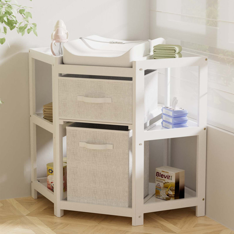 Ealsworth Changing Table Dresser with Pad, White
