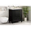 Lavabo pour salle de bain 30 po, noir, céramique lisse, porte, une porte avec tablette et 3 tiroirs noirs, construction, fermeture en douceur trois inclus