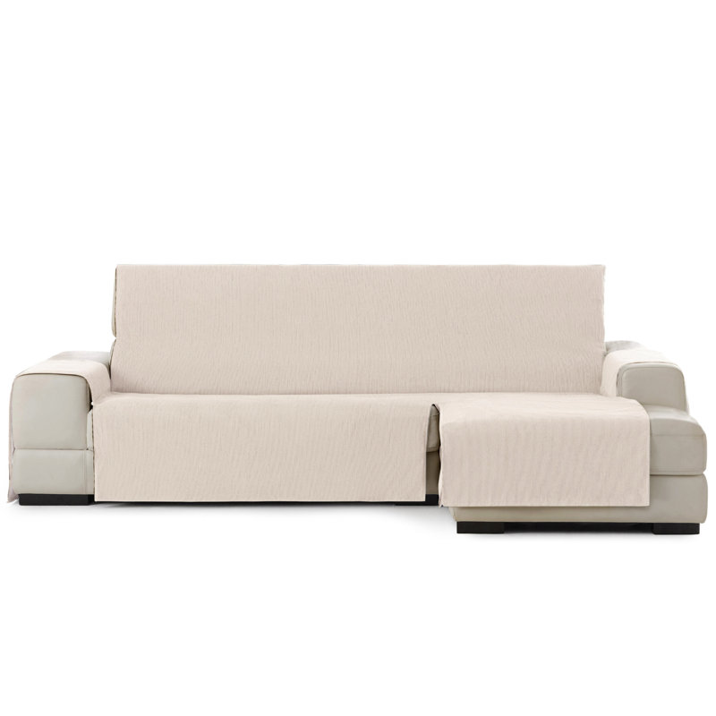 Birbal Box Cushion Chaise Lounge Slipcover, Ivory, 220cm H x 290cm W x 3cm D