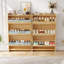 Armoire à chaussures demi-ronde en rotin 3 portes, armoire de rangement pour chaussures autoportante avec tablettes réglables