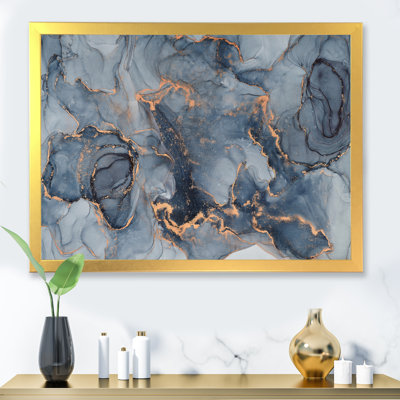 " Black Gold Infused Liquid Art III " Painting Print
