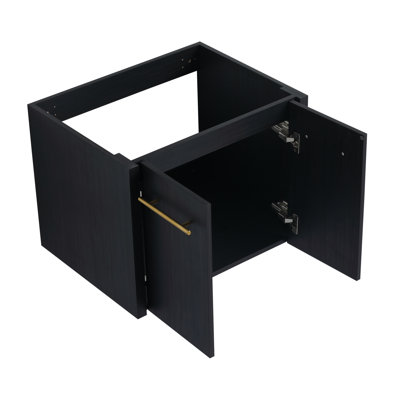 Meuble-lavabo noir en châtaignier noir avec un design élégant et des tiroirs spacieux