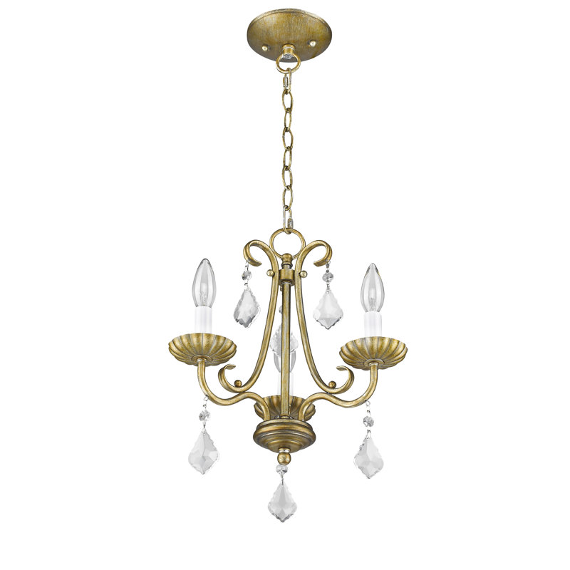 Blaney 3 - Light Dimmable Classic / Traditional Chandelier, Antique Gold Leaf, 14.875" H x 13.875" W  x 13.875" D
