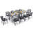 12-Piece Outdoor Dining Set, Two 51.2" Rectangular Aluminum Tables & 10 Hand-Woven Wicker Chairs with 3-Layer Breathable Cushions, Rustproof All-Weather Patio Furniture for Garden & Deck-128985092