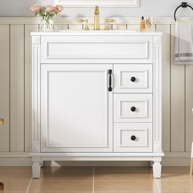 Meuble-lavabo 30 po avec lavabo en céramique, Bleu