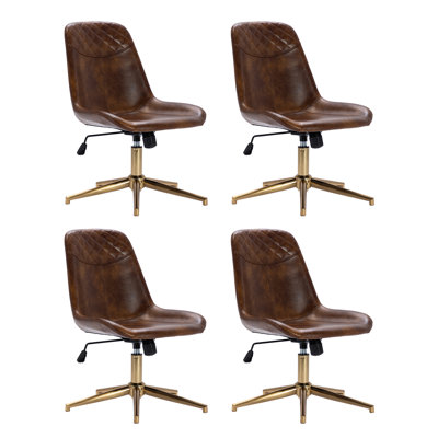 Chaise de bureau en cuir à hauteur ajustable 23 po avec dossier matelassé Mariello
